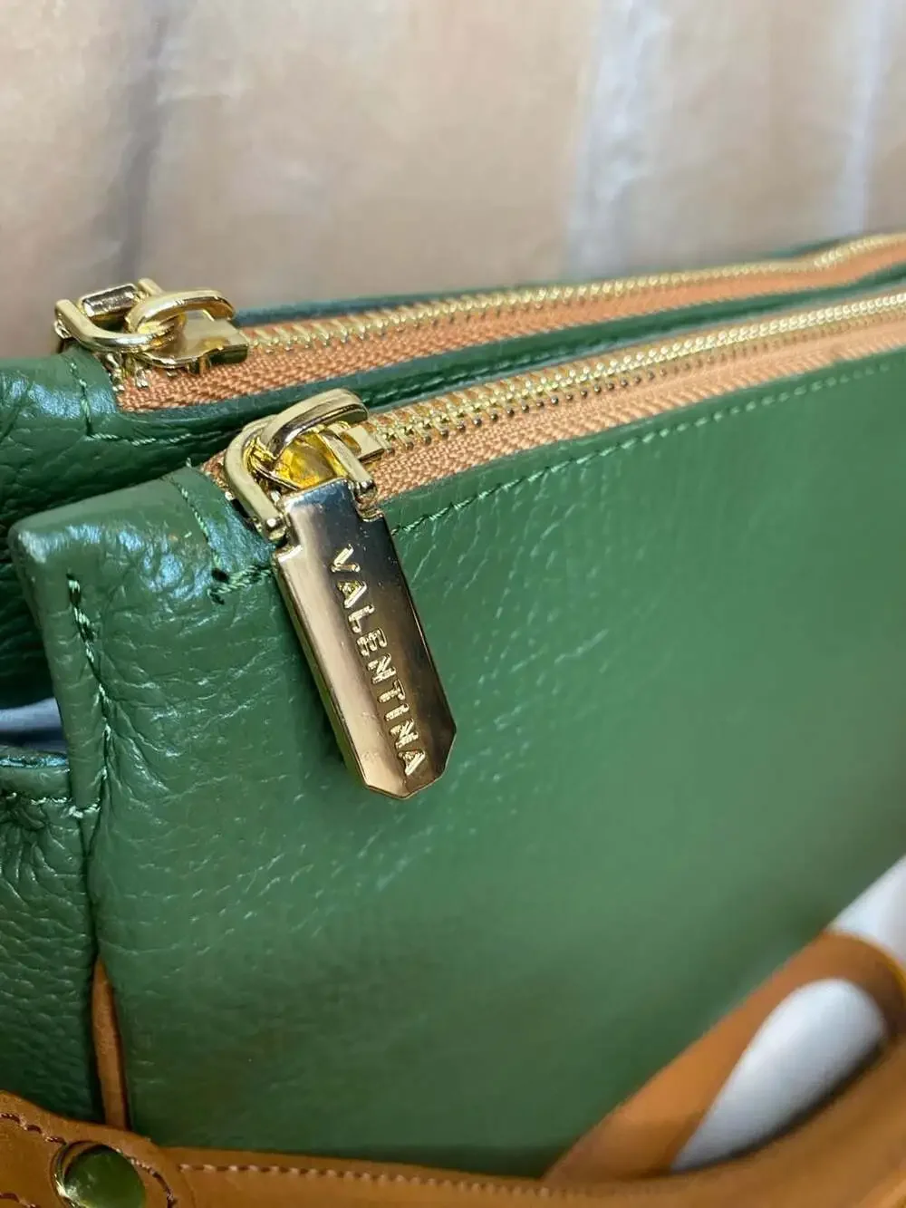 Valentina Green and Tan Crossbody Bag